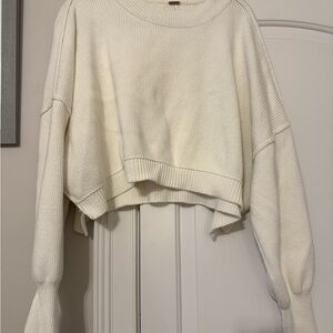 Free People Cream Crew Neck Sweater